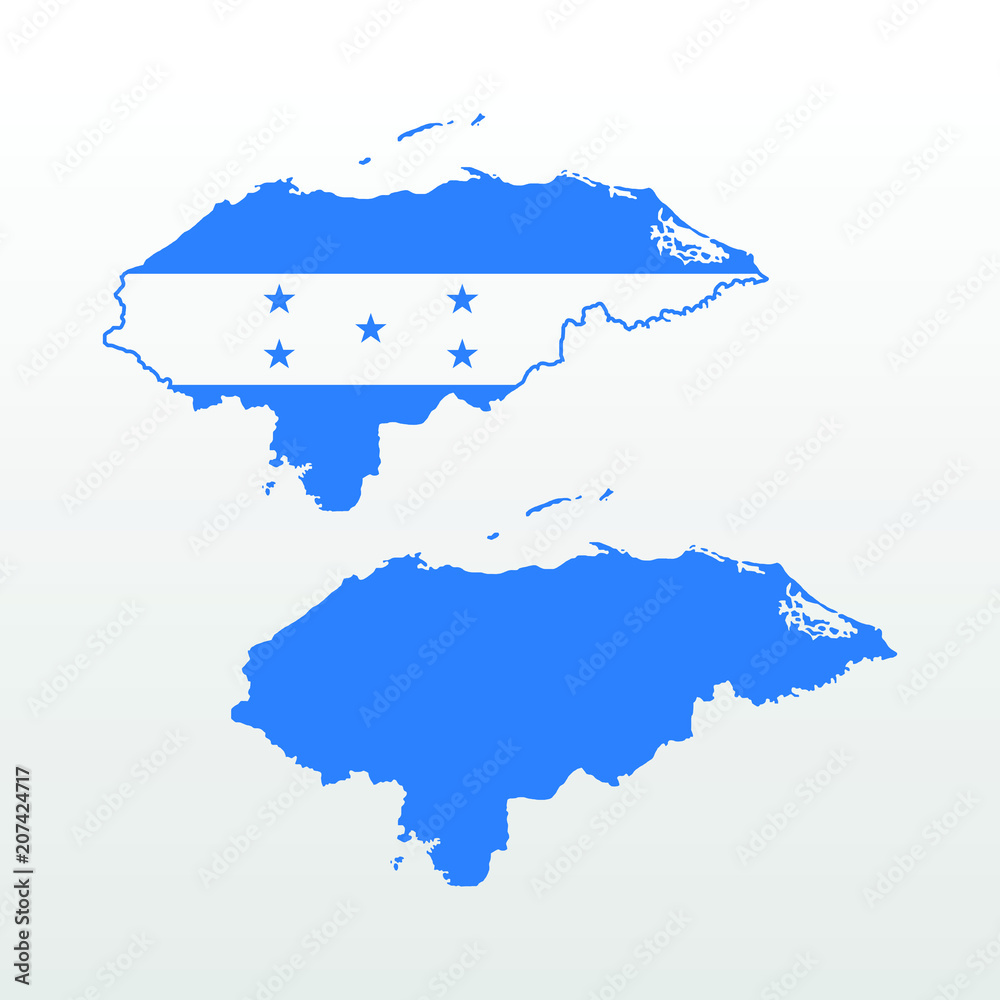 Honduras map (flag pattern and blank)