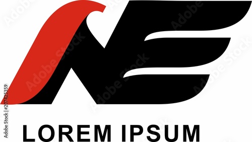 letters n e, initials. logotype