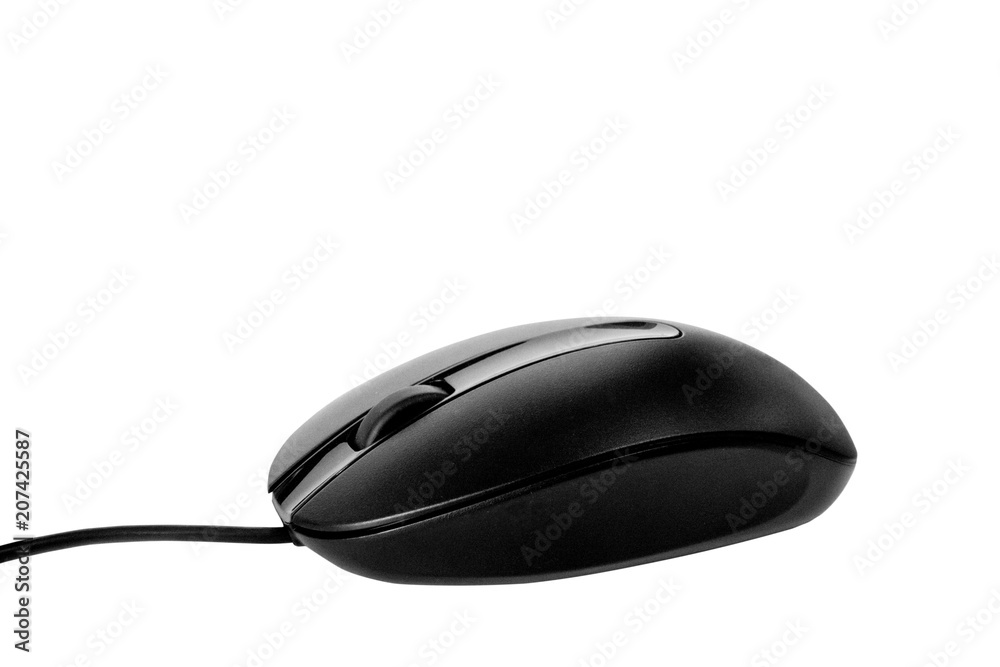black computer mouse on white background black computer mouse on white background