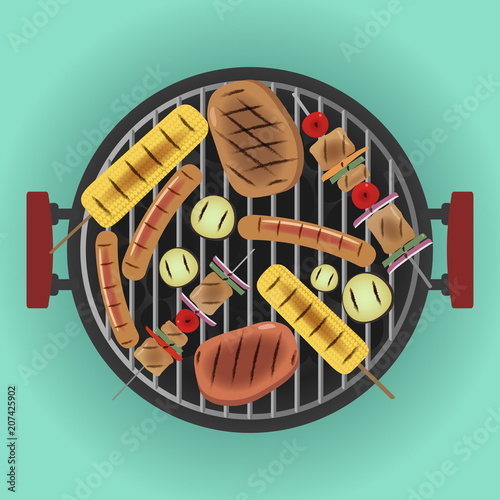 Grill mit Zutaten