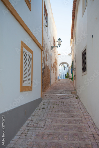Empty street at sunset in Albufeira