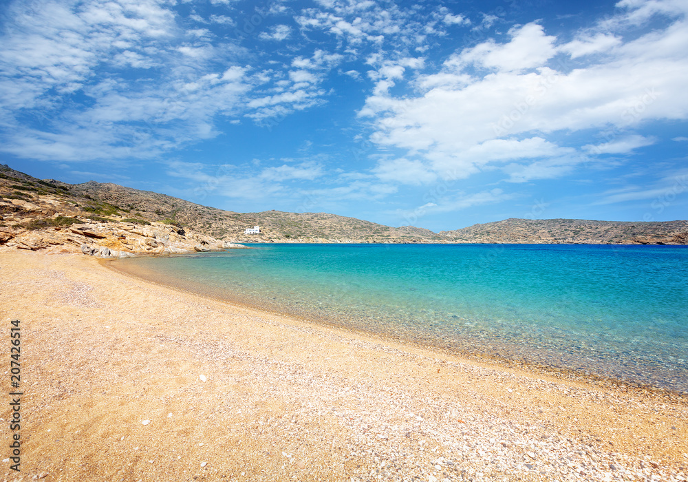 Amazing Tris Klisies Bay in Ios Island, Cyclades, Greece. Spectacular bay for relaxing and enjoying the quite, beautiful nature of Ios Island