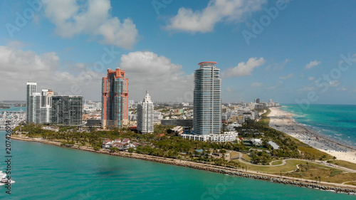 Aerial view of Miami Beach skyline from South Pointe Park © jovannig