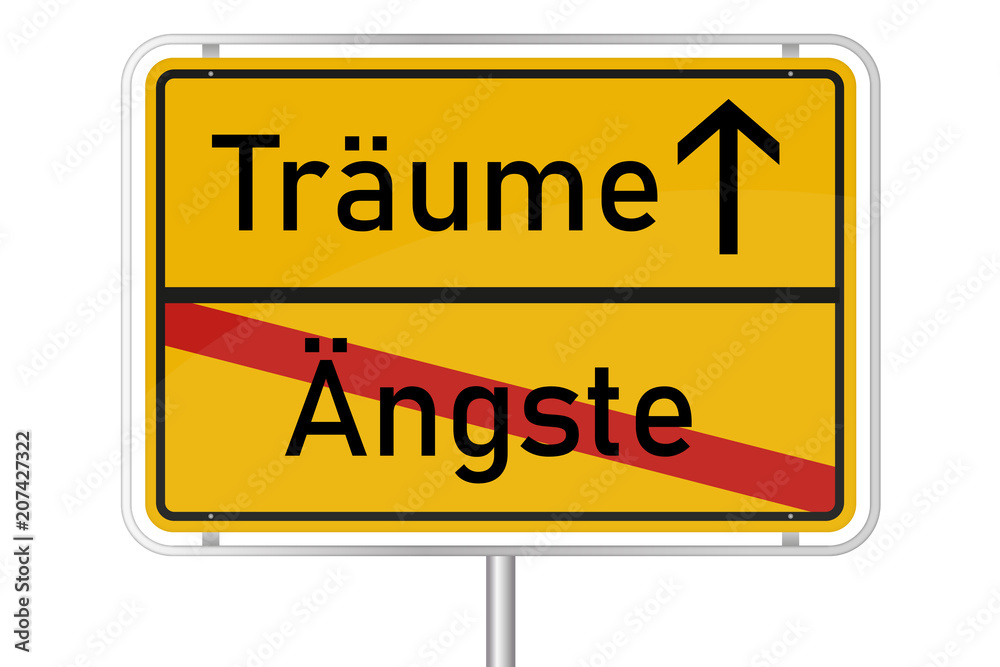 Gelbes Straßenschild - Träume / Ängste