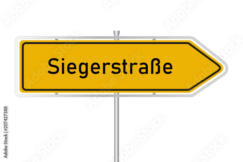 Gelbes Straßenschild - Siegerstraße