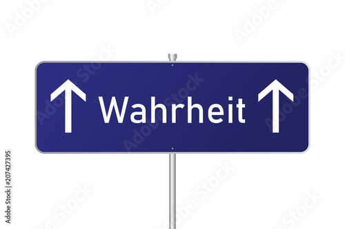 Blaues Straßenschild - Wahrheit