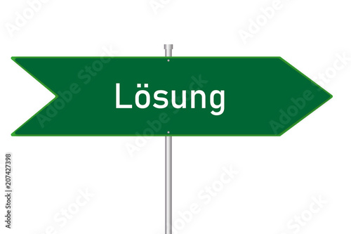 Grünes Straßenschild - Lösung