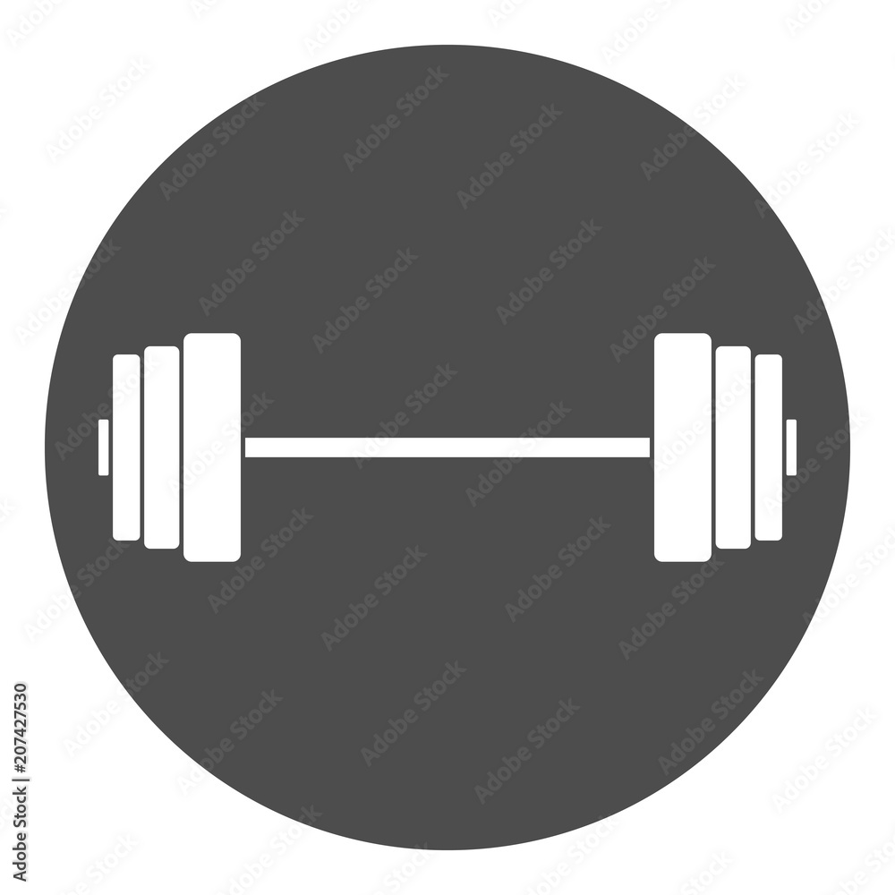 Barbell silhouette in circle. GYM symbol. Vector icon. Stock Vector | Adobe  Stock