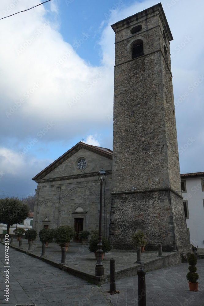 A church with campanilla in Castelnuovo Di Garfagnana, Italy