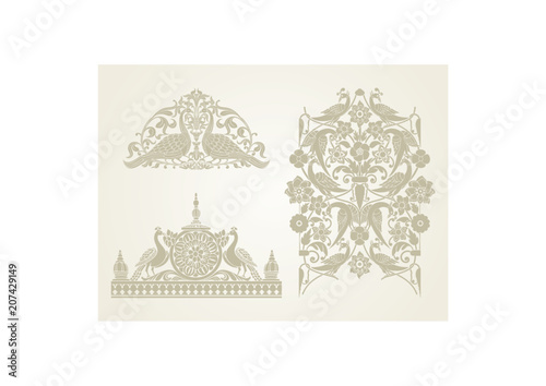 peacock motif designs, textile , Rajasthan, royal India