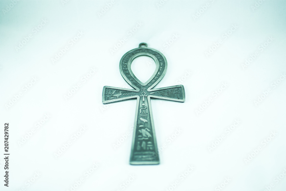 Silver Egyptian ankh on the white background, isolated Silver Egyptian ankh on the white background, isolated