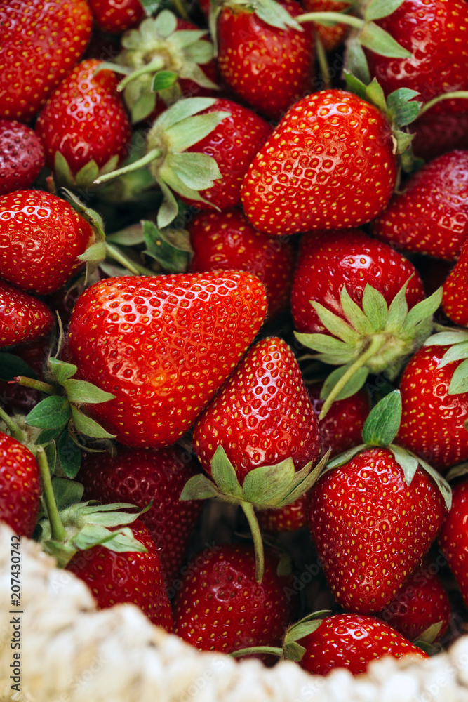 strawberry in a basket, seasonal berries, close-up strawberry in a basket, seasonal berries, close-up