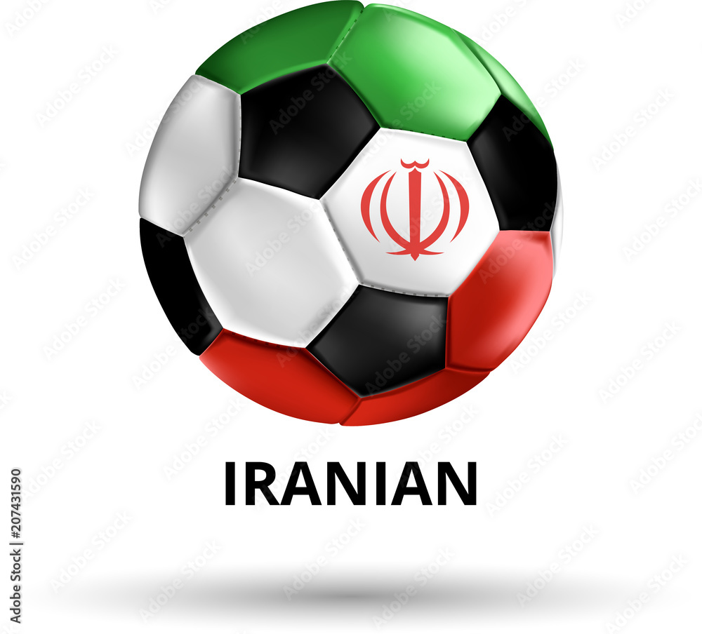 Iranian card with soccer ball in colors of national flag. Iranian card with soccer ball in colors of national flag.
