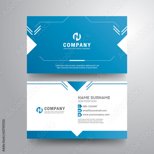 Modern business card with geometric blue white color
