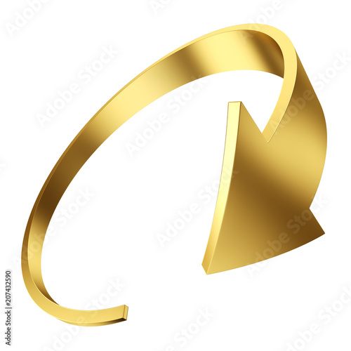 Yellow gold round arrow on white background
