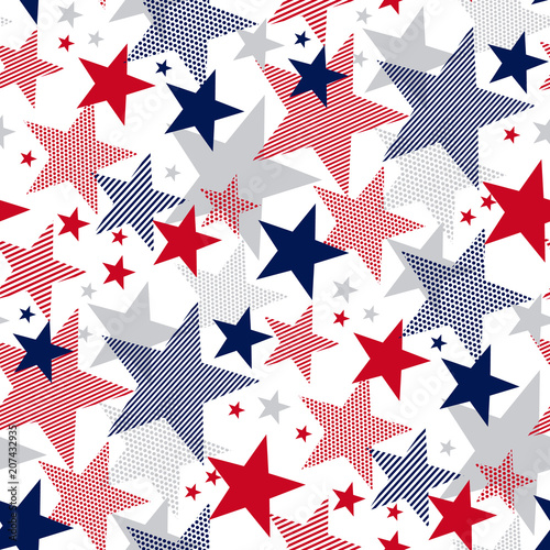 United States national symbol stars seamless pattern.