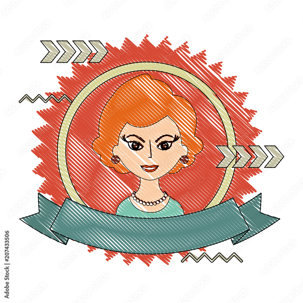 beautiful woman character classic style stamp vector illustration drawing beautiful woman character classic style stamp vector illustration drawing