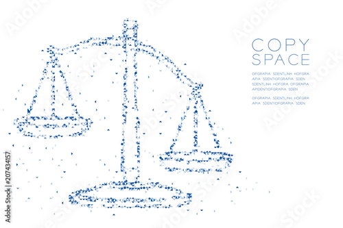 Abstract Geometric Low polygon square box pixel and Triangle pattern Scales imbalance shape, judgment concept design blue color illustration on white background with copy space, vector eps 10