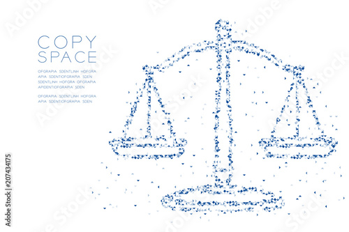 Abstract Geometric Low polygon square box pixel and Triangle pattern Scales balance shape, judgment concept design blue color illustration on white background with copy space, vector eps 10