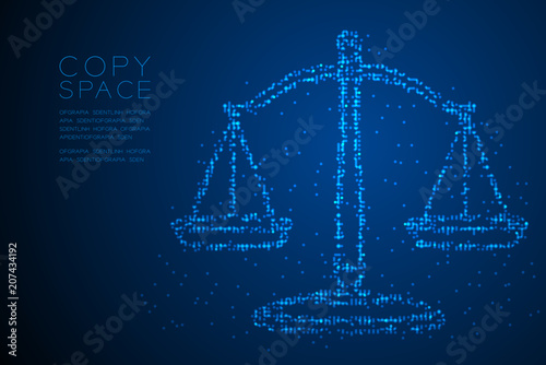 Abstract Geometric Circle dot pixel pattern Scales balance shape, judgment concept design blue color illustration isolated on blue gradient background with copy space, vector eps 10