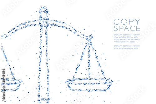 Abstract Geometric Low polygon square box pixel and Triangle pattern Scales balance shape, judgment concept design blue color illustration on white background with copy space, vector eps 10
