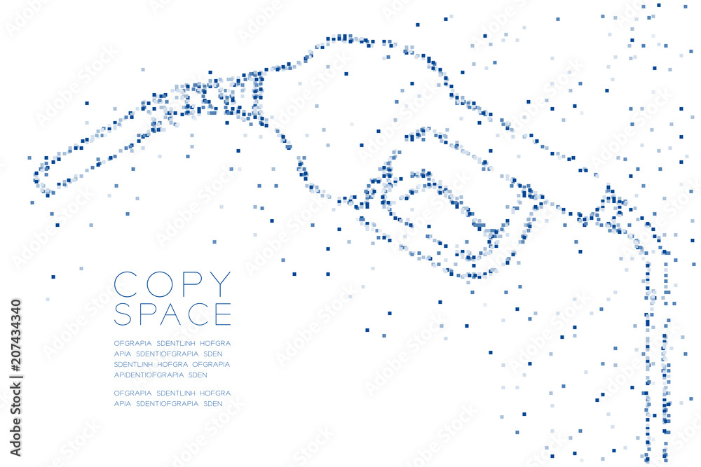 Abstract Geometric Square box pixel pattern Gas nozzle shape, transport energy concept design blue color illustration on white background with copy space, vector eps 10 Abstract Geometric Square box pixel pattern Gas nozzle shape, transport energy concept design blue color illustration on white background with copy space, vector eps 10