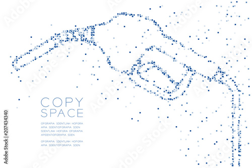 Abstract Geometric Square box pixel pattern Gas nozzle shape, transport energy concept design blue color illustration on white background with copy space, vector eps 10