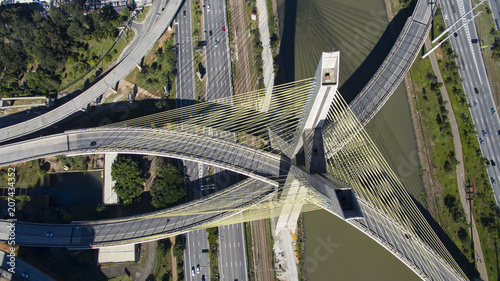 Cable-stayed bridge in the world, Sao Paulo Brazil, South America  photo