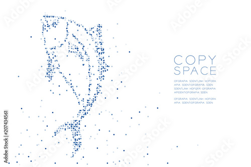 Abstract Geometric Circle dot pixel pattern Tuna fish shape, aquatic and marine life concept design blue color illustration on white background with copy space, vector eps 10