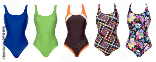 Photos Big set of one piece swimsuits of different color