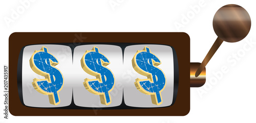 Fruit Machine 3 Dollar Icons With Handle And Knob