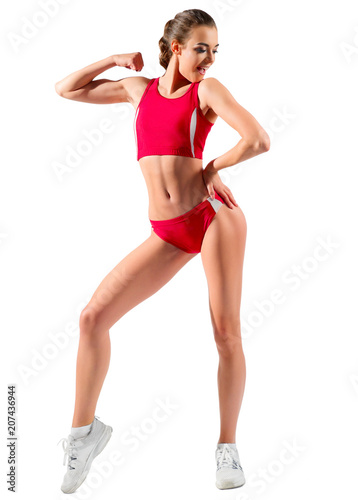Young sporty woman isolated