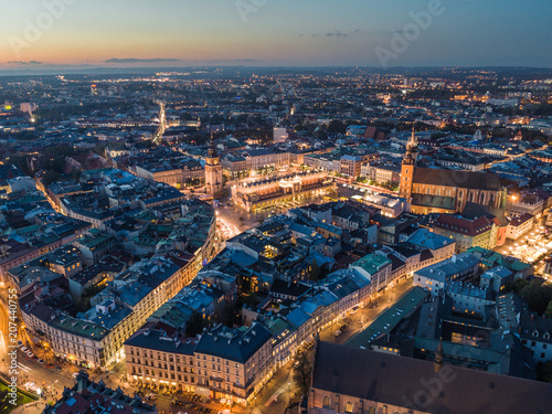Cracow at night / aerial view © Wojciech