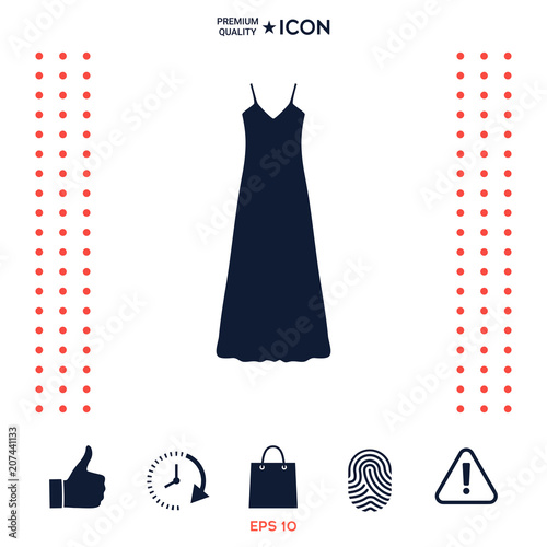 Long Dress, Evening dress, combination or nightie , the silhouette. Menu item in the web design