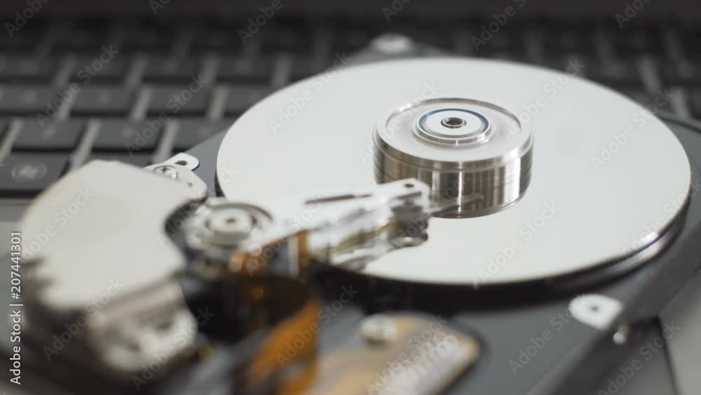 Seamless looping of working head of disassembled hard drive. Seamless looping of working head of disassembled hard drive.