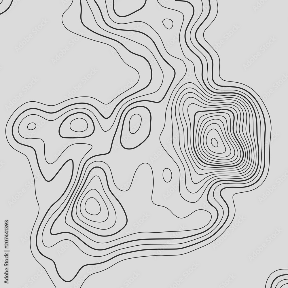 Fototapeta Topographic map. Topographical background. Linear graphics. Vector illustration.