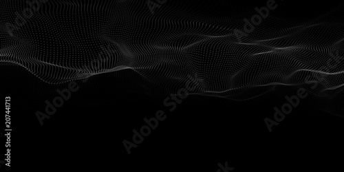 Abstract dots pattern. Dots waves. White dots on a black background. Vector background. Vector illustration