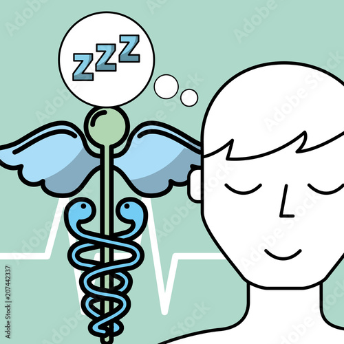 man profile sleeping mental health care vector illustration