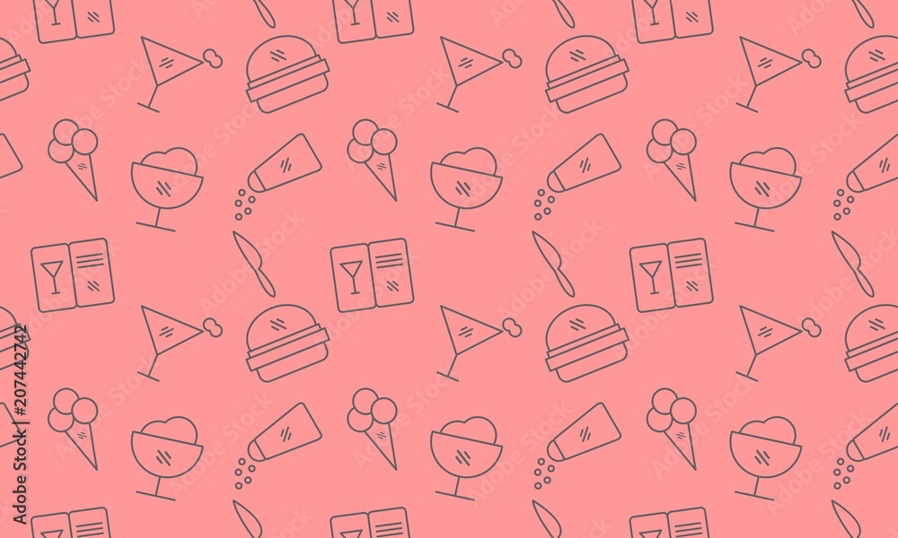 Restaurant food icon pattern seamless outline Restaurant food icon pattern seamless outline