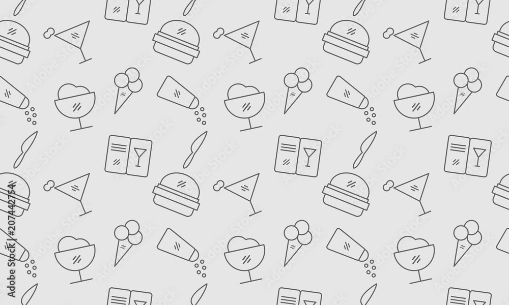 Restaurant food icon pattern seamless outline Restaurant food icon pattern seamless outline