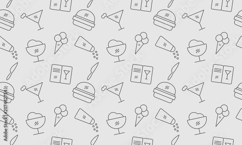 Restaurant food icon pattern seamless outline