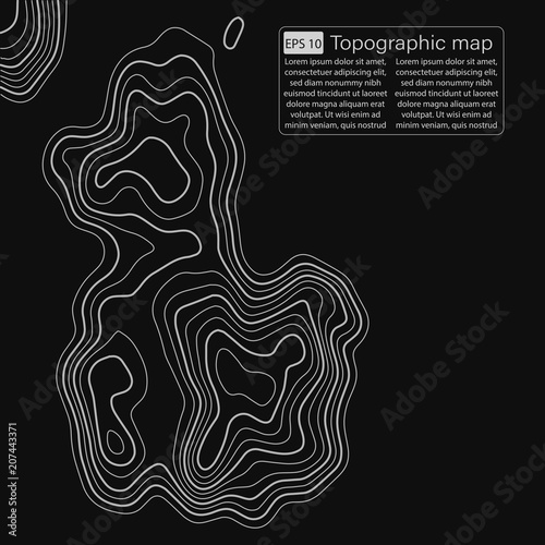 Topographic map. Topographical background. Linear graphics. Vector illustration.