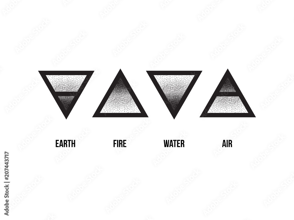 Nature elements, Earth, Air, Water, Air, vector illustration