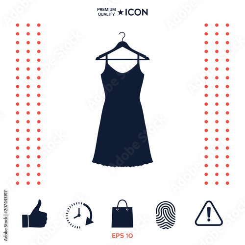 Sundress, Evening dress, combination or nightie on the wardrobe hanger , the silhouette. Menu item in the web design