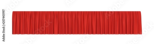 Red pelmet drapery curtain