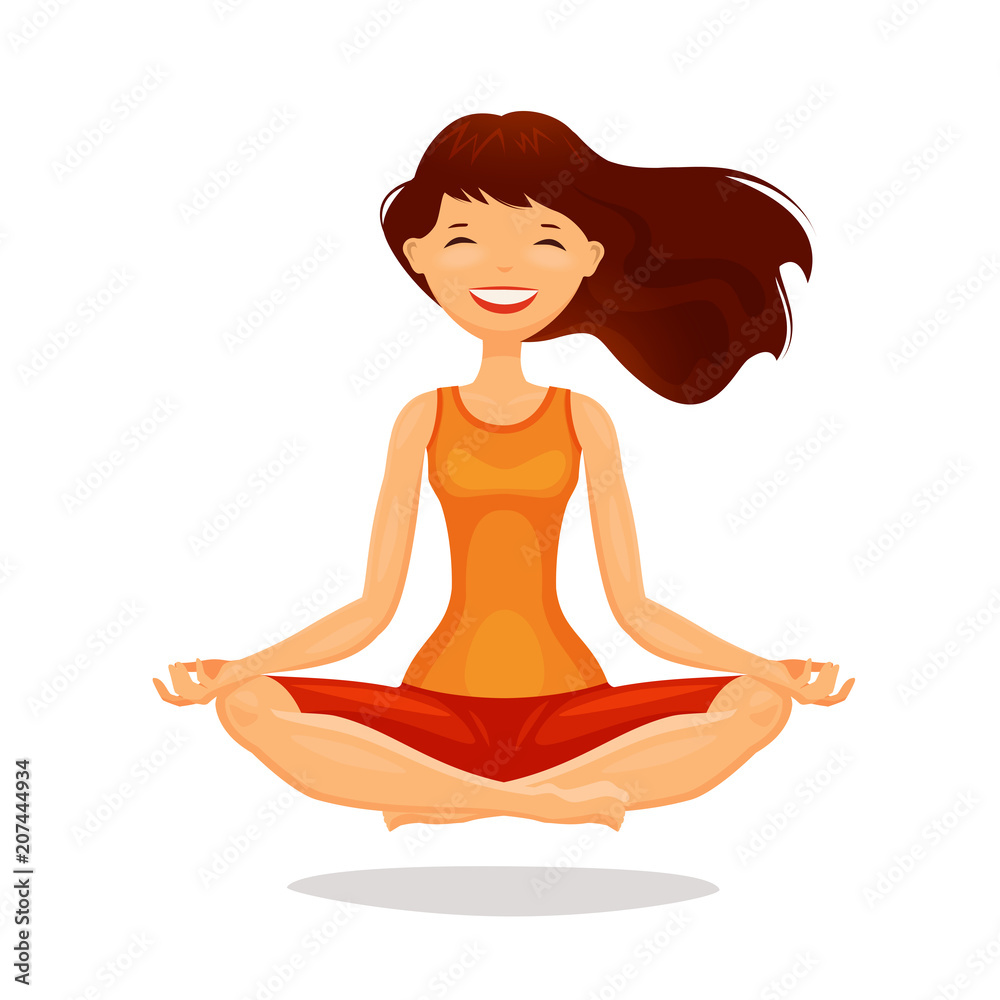 Flexible girl meditating in lotus position woman Vector Image
