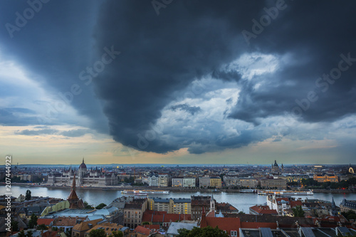 Thunderstorm over Budapest view from Fisherman Bastion, Hungary 
