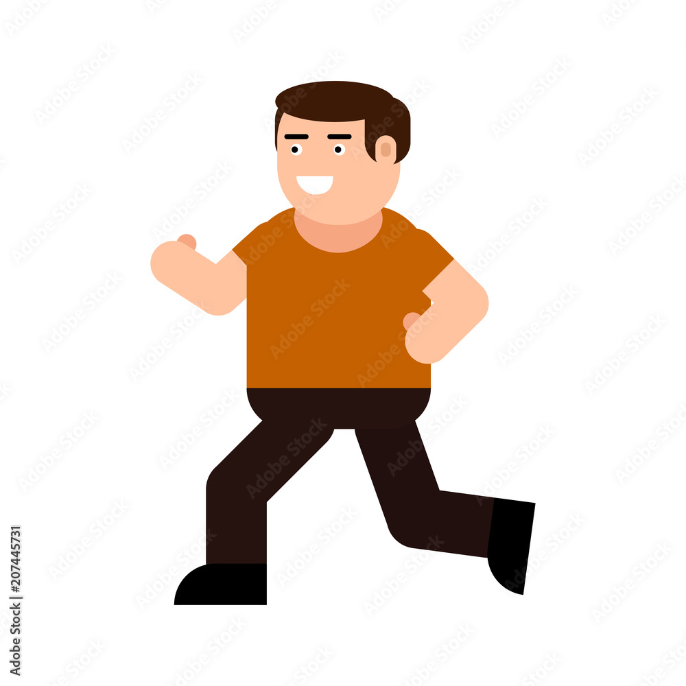 Running young man character icon