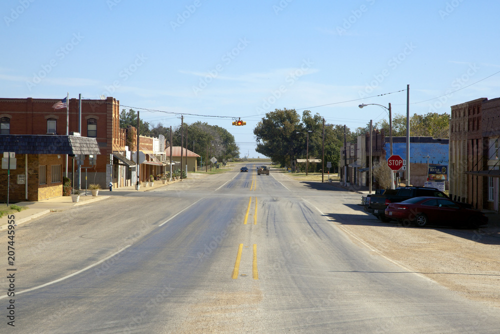 Main street in small rural town, US, 2017.