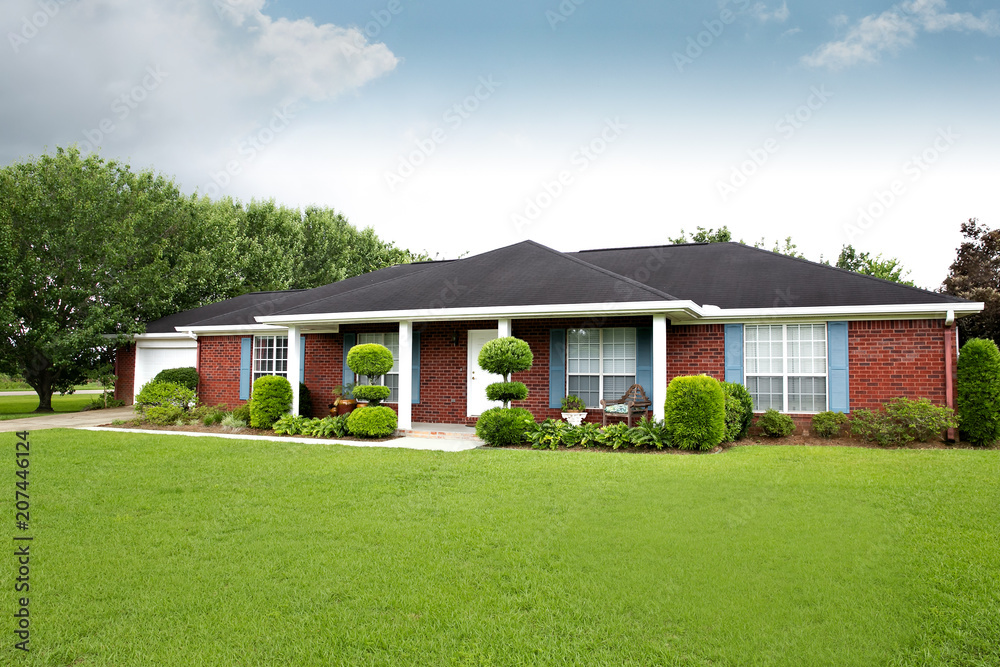 1980's Brick Ranch Style House in the Suburbs 1980's Brick Ranch Style House in the Suburbs